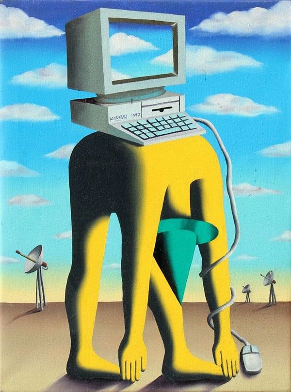 Mark KOSTABI Background 1997 Olio Su Tela Auction Modern And