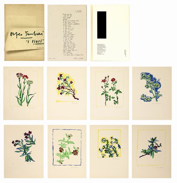 Orfeo TAMBURI - I fiori | Cartella intera di 8 serigrafie