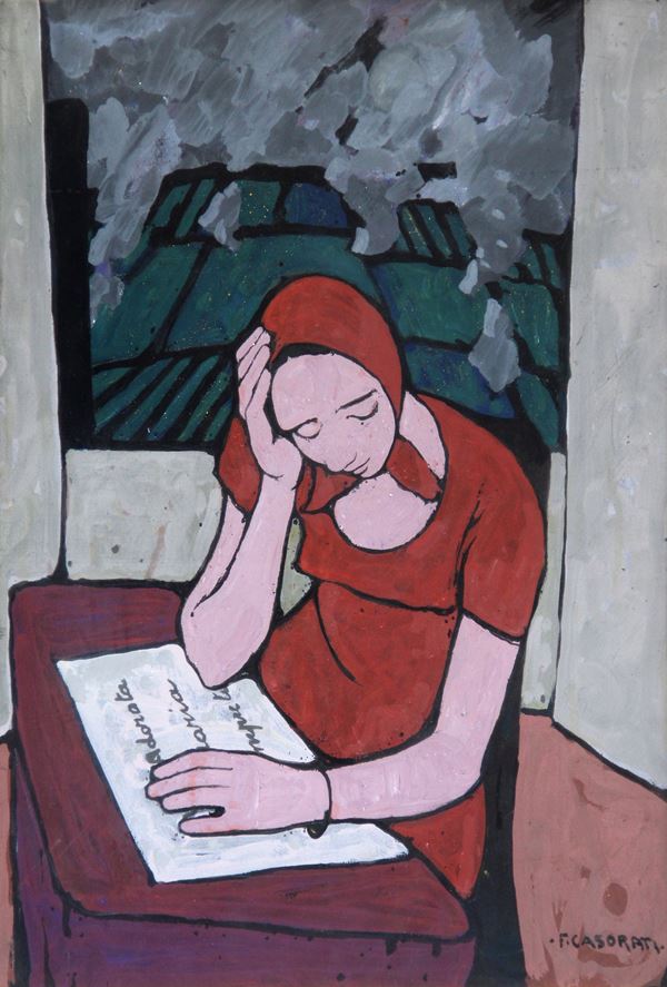 Felice CASORATI - Untitled (ragazza che legge)