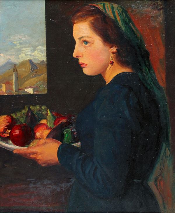 Achille FUNI - Ragazza con frutta