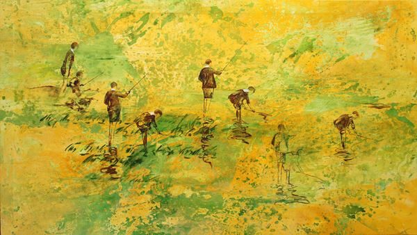 Guillermo CONTE - Ninos pescadores amarillos