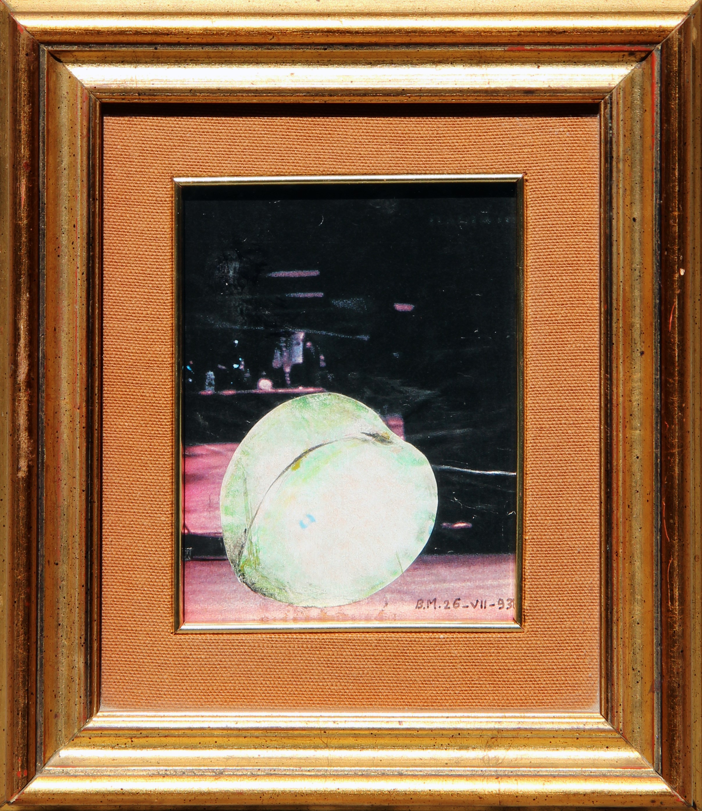Bahman Mohassess - Still life (Plum), collage e tecnica mista su cartoncino