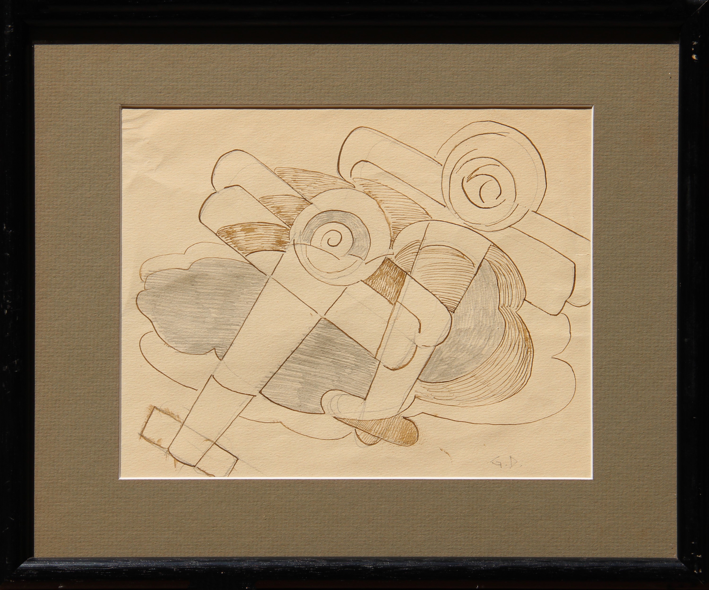 Giulio D'anna - Aerei in volo e nuvole, tecnica mista su carta (ca. 1933)