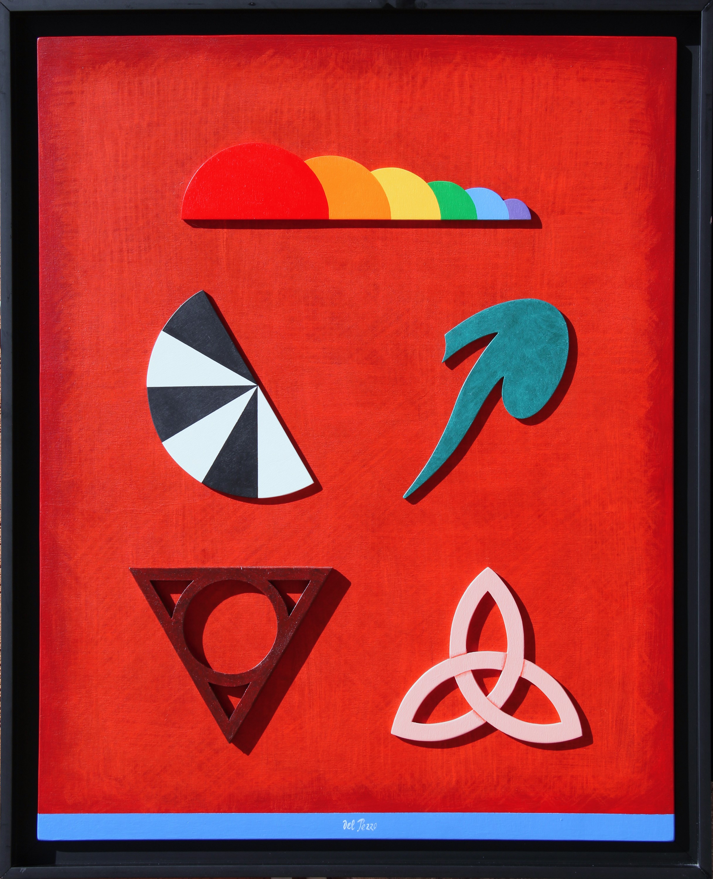 Lucio del Pezzo - Senza titolo, collage e acrilico su tavola