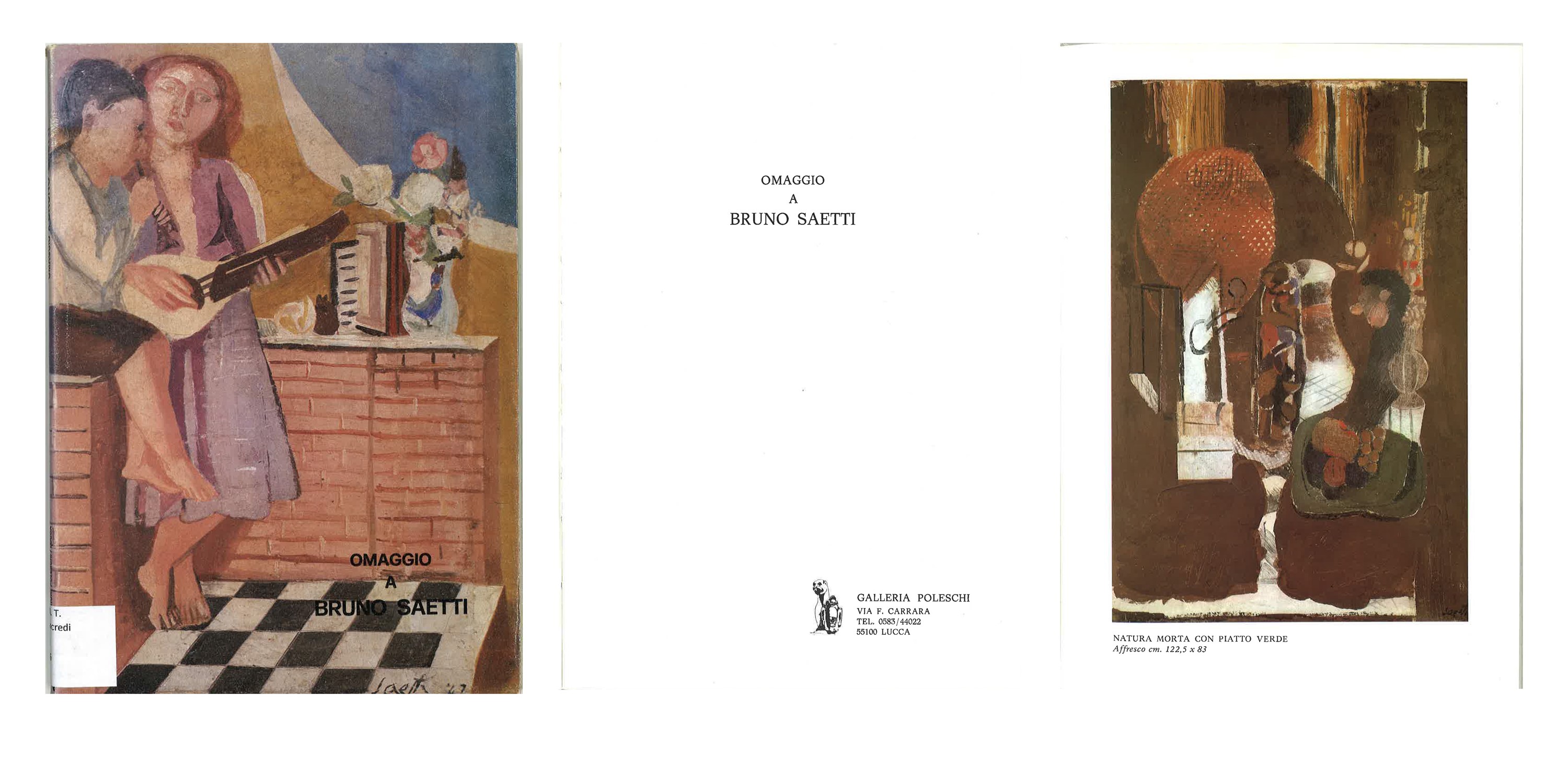 Bruno Saetti - Natura morta con piatto verde (affresco su tela), 1961