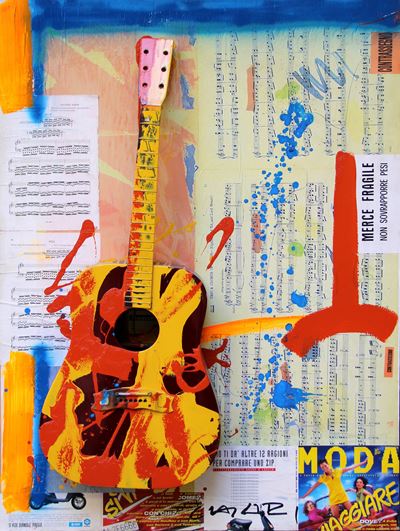Senza titolo (chitarra e tecnica mista su tavola)