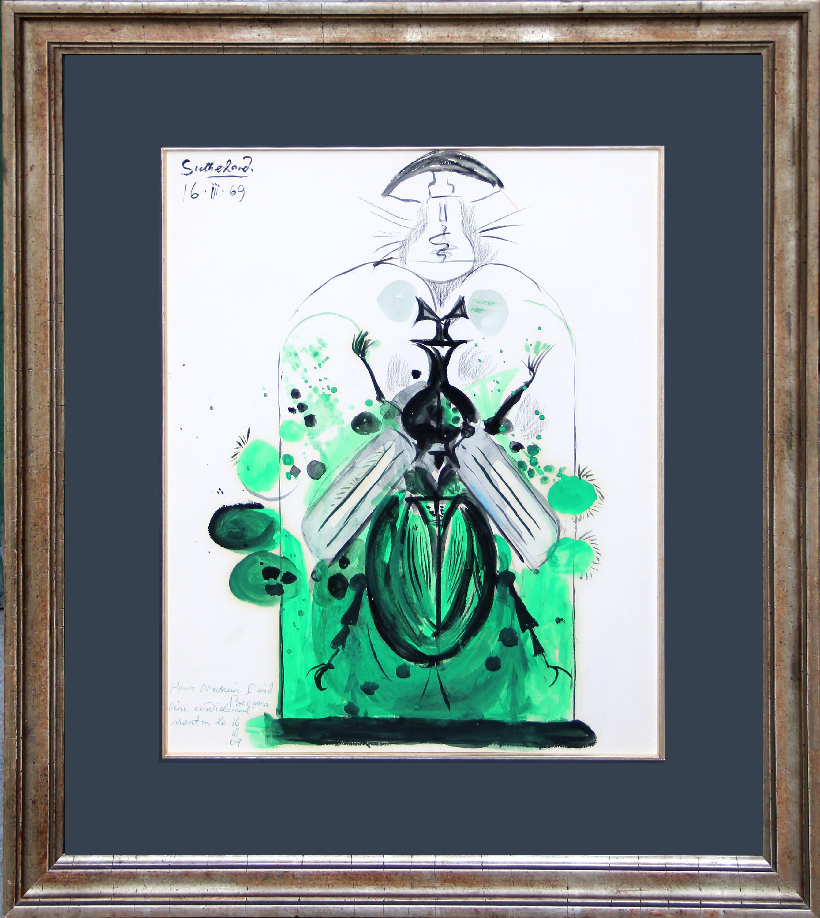 Graham Vivian Sutherland - Senza titolo, gouache su carta (1969)
